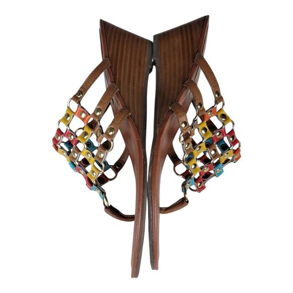 Kelly and Katie Slide On Wedge Sandals Caged Strap Leather Women's Size 7‎ US - Picture 3 of 6